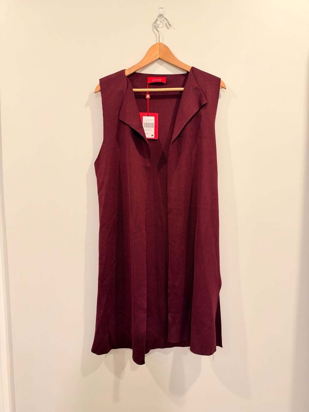 Viviane Furrier Vest Size P Burgundy Knit Open Front